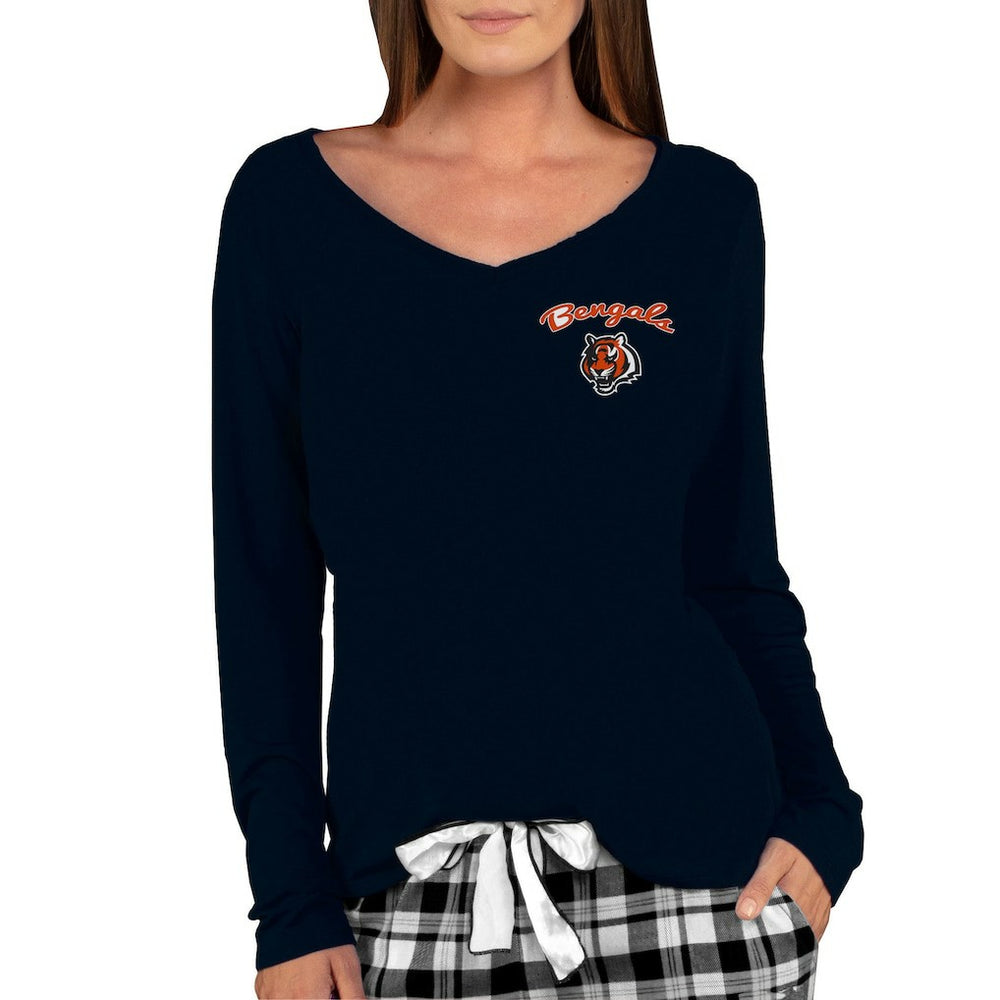 Cincinnati Bengals Concepts Sport Women's Marathon Knit Long Sleeve Lightweight V-Neck Lounge Top Black - NFL