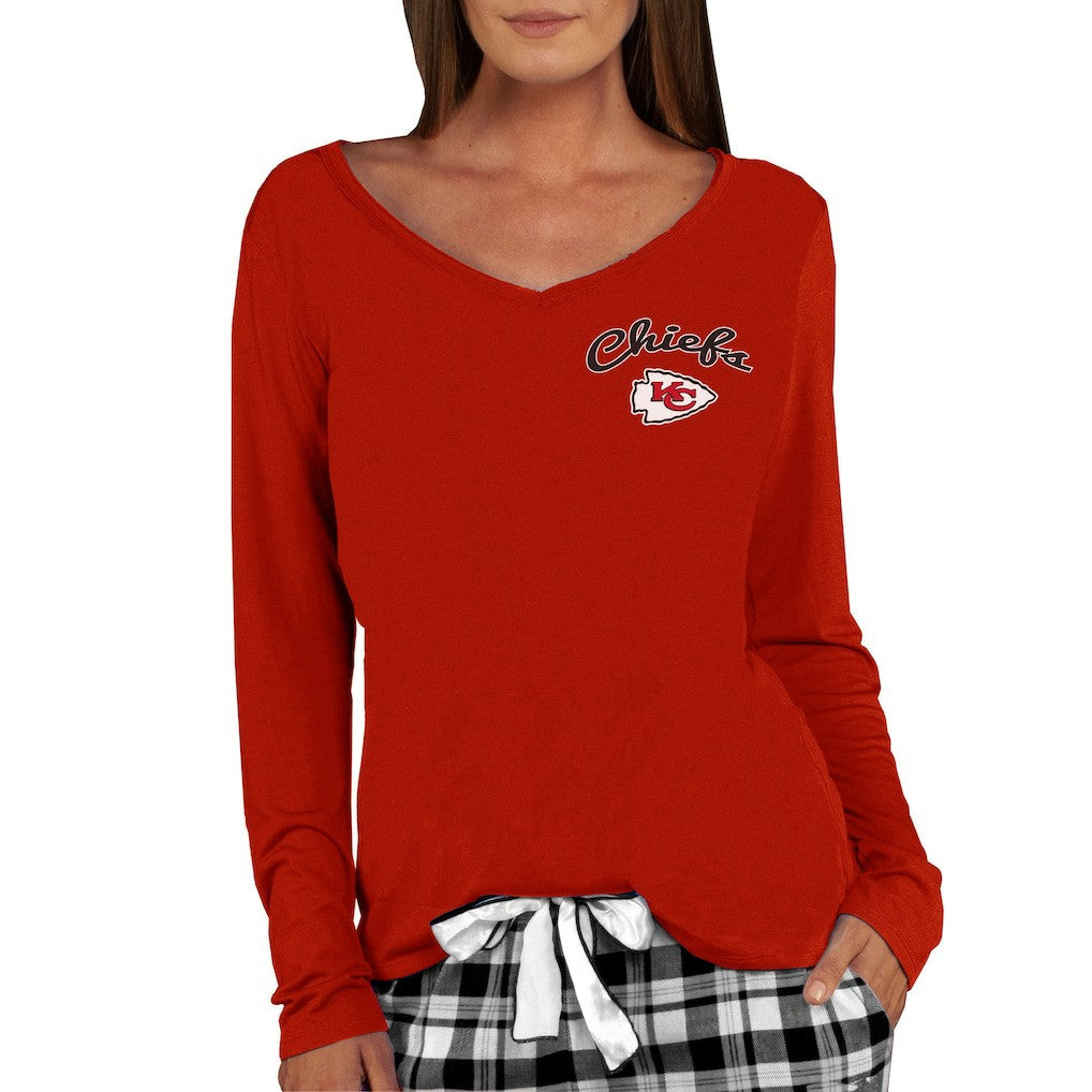 Kansas City Chiefs Concepts Sport Women's Marathon Knit Long Sleeve Lightweight V-Neck Lounge Top Red - NFL