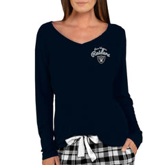 Las Vegas Raiders Concepts Sport Women's Marathon Knit Long Sleeve Lightweight V-Neck Lounge Top Black - NFL