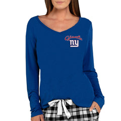 New York Giants Concepts Sport Women's Marathon Knit Long Sleeve Lightweight V-Neck Lounge Top Royal - NFL