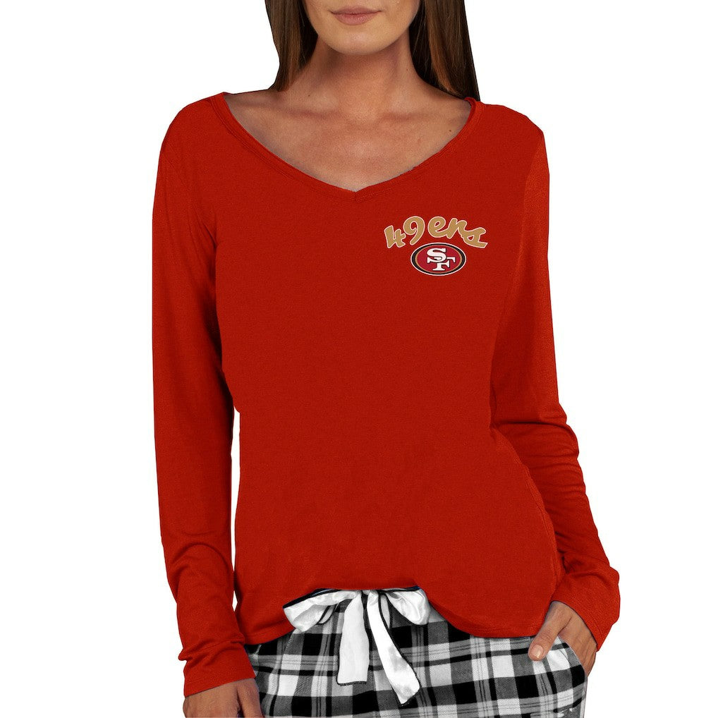 San Francisco 49ers Concepts Sport Women's Marathon Knit Long Sleeve Lightweight V-Neck Lounge Top Scarlet - NFL