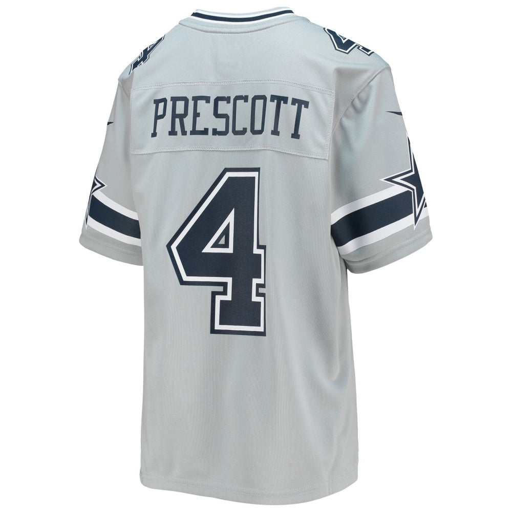 Dak Prescott Dallas Cowboys Youth Inverted Team Game Jersey Silver - Nike