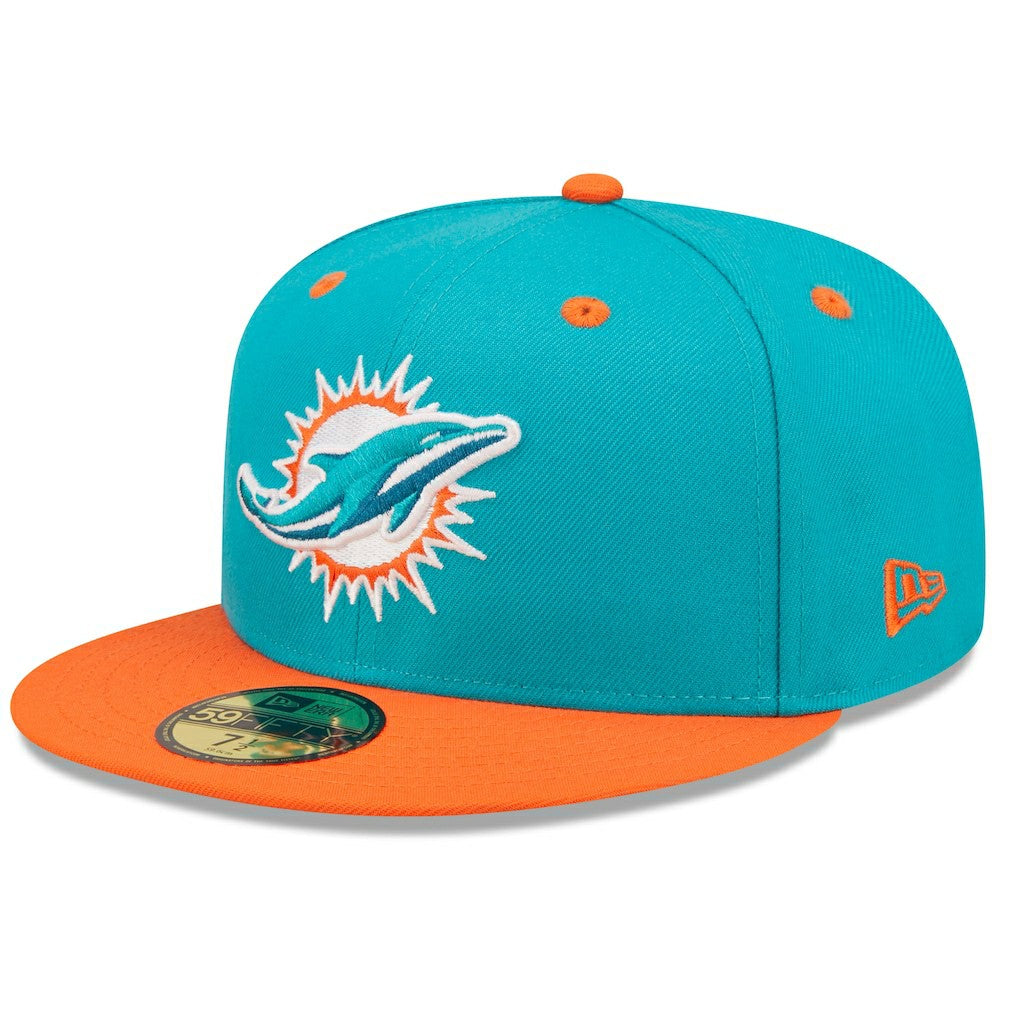Miami Dolphins New Era Flipside 2Tone 59FIFTY Fitted Hat Aqua/Orange - NFL