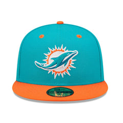 Miami Dolphins New Era Flipside 2Tone 59FIFTY Fitted Hat Aqua/Orange - NFL