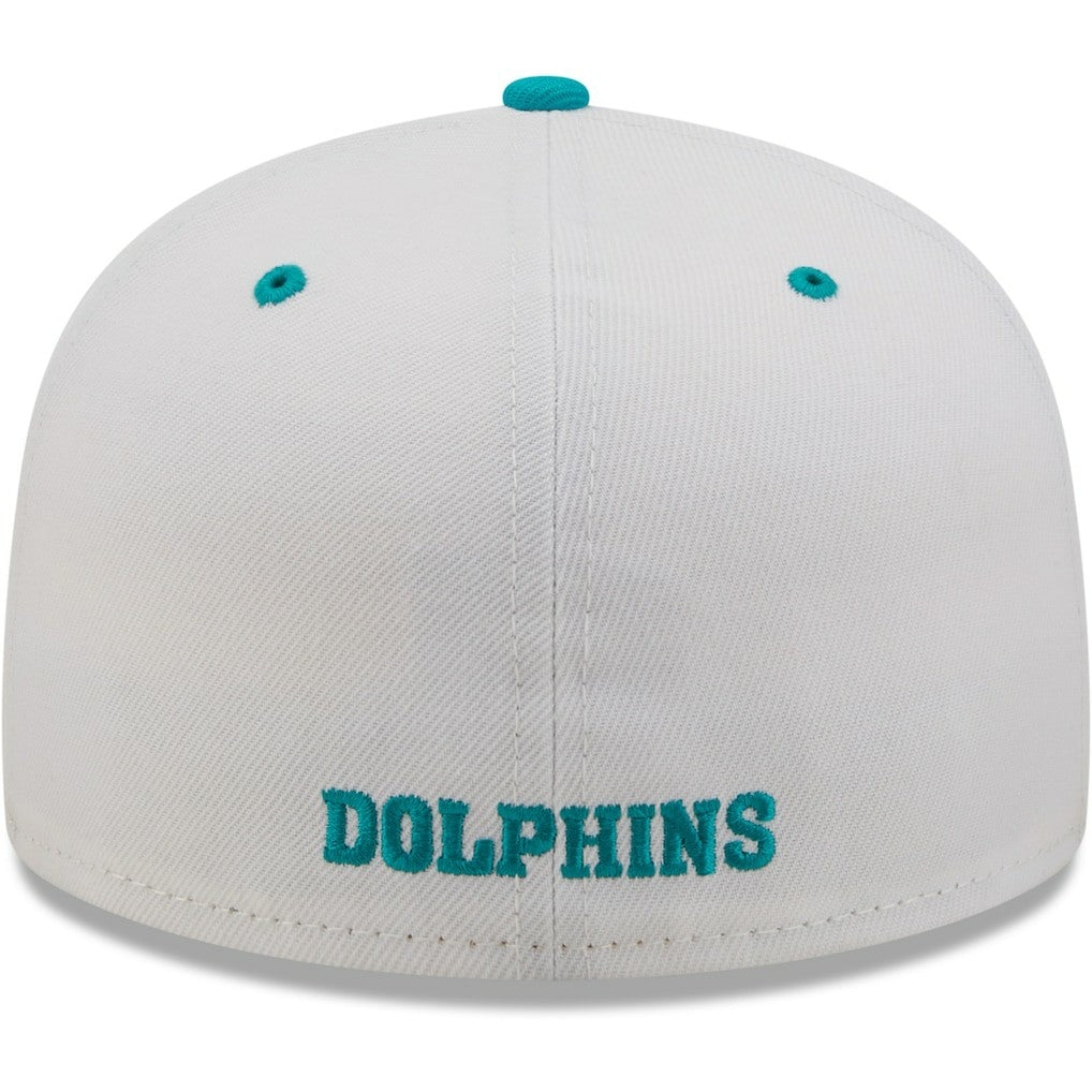 Miami Dolphins New Era Flipside 2Tone 59FIFTY Fitted Hat White/Aqua - NFL