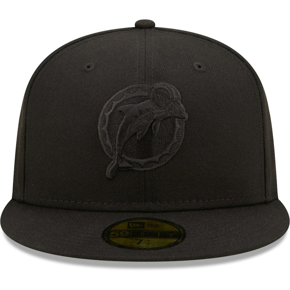 Miami Dolphins New Era Team Black on Black Alternate Logo 59FIFTY Fitted Hat - NFL