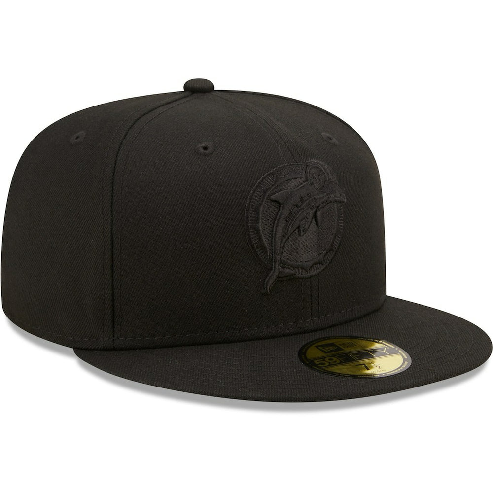 Miami Dolphins New Era Team Black on Black Alternate Logo 59FIFTY Fitted Hat - NFL
