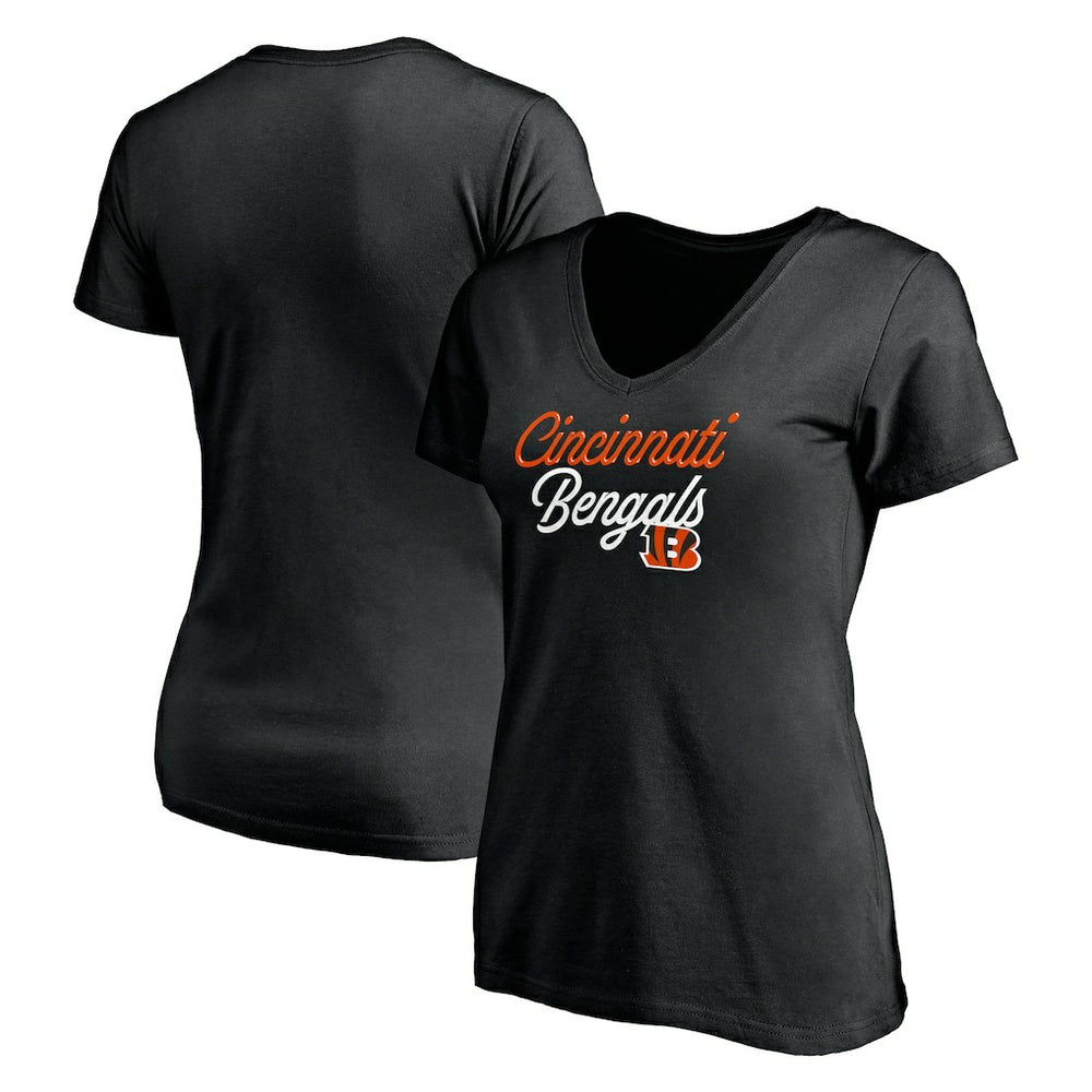 Cincinnati Bengals Women's Long Stride V-Neck T-Shirt Black - NFL