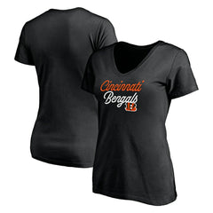 Cincinnati Bengals Women's Long Stride V-Neck T-Shirt Black - NFL