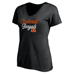 Cincinnati Bengals Women's Long Stride V-Neck T-Shirt Black - NFL