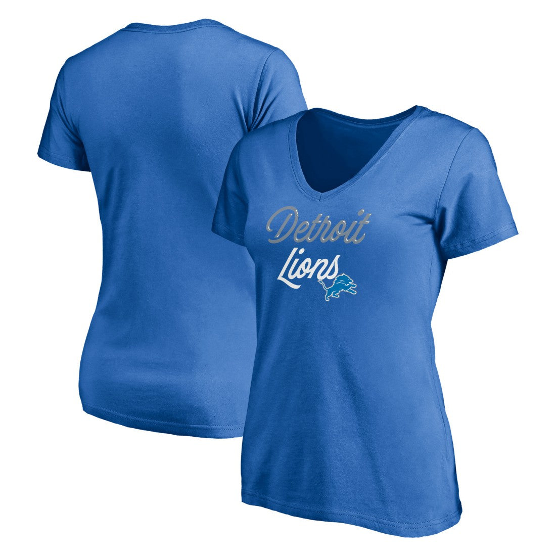 Detroit Lions Women's Long Stride V-Neck T-Shirt Blue - NFL
