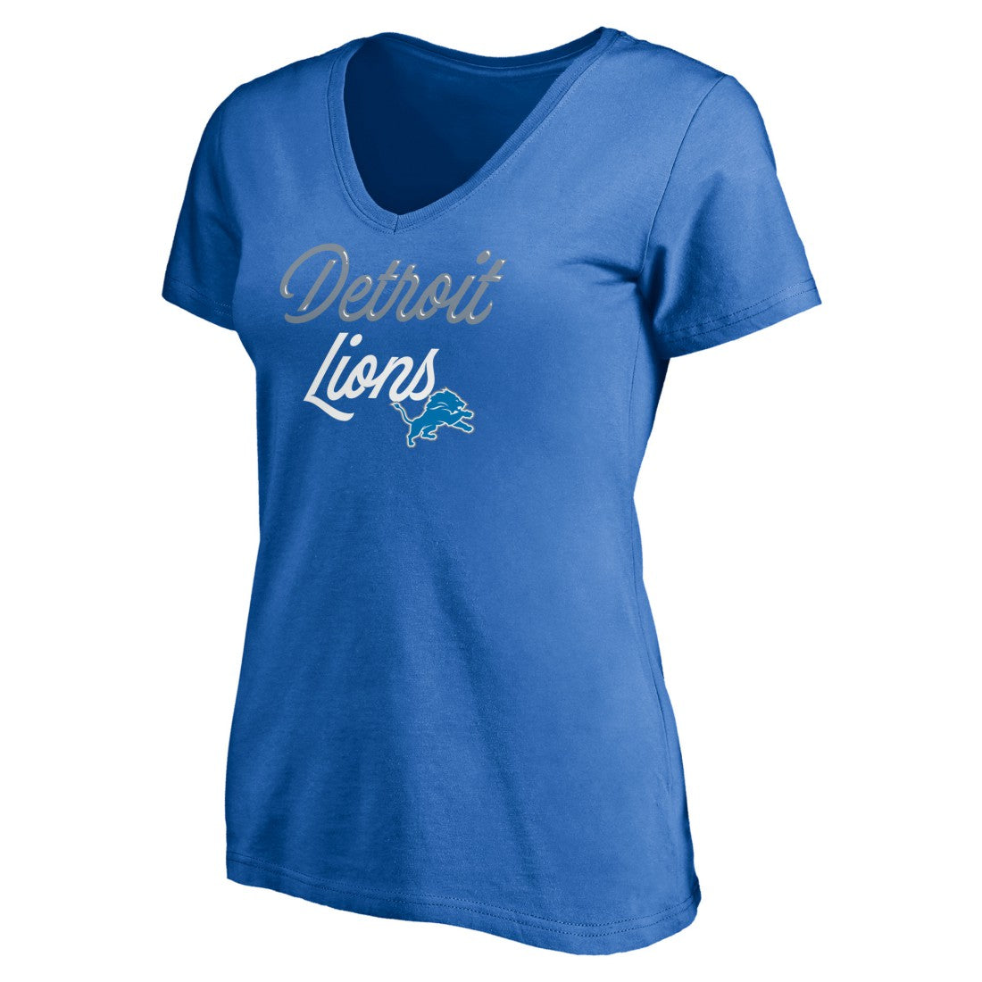 Detroit Lions Women's Long Stride V-Neck T-Shirt Blue - NFL