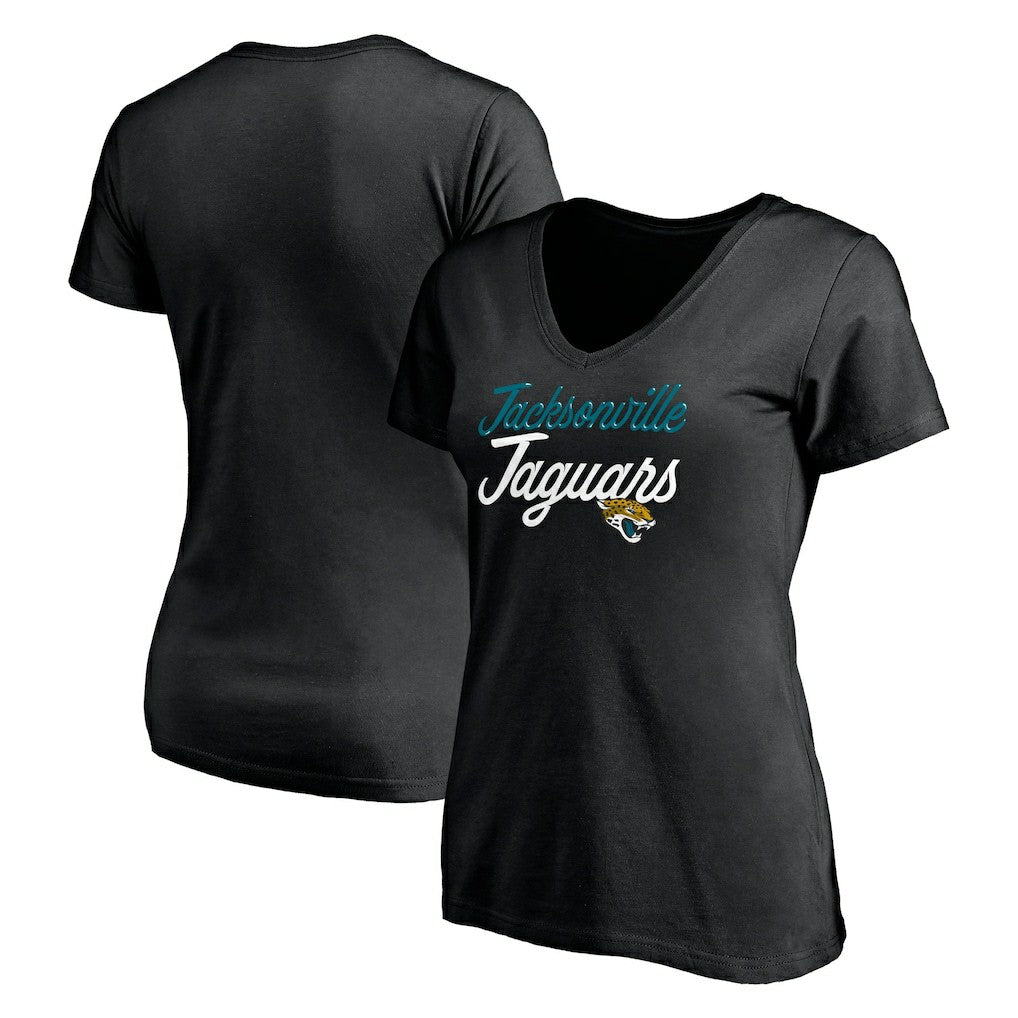 Jacksonville Jaguars Women's Long Stride V-Neck T-Shirt Black - NFL