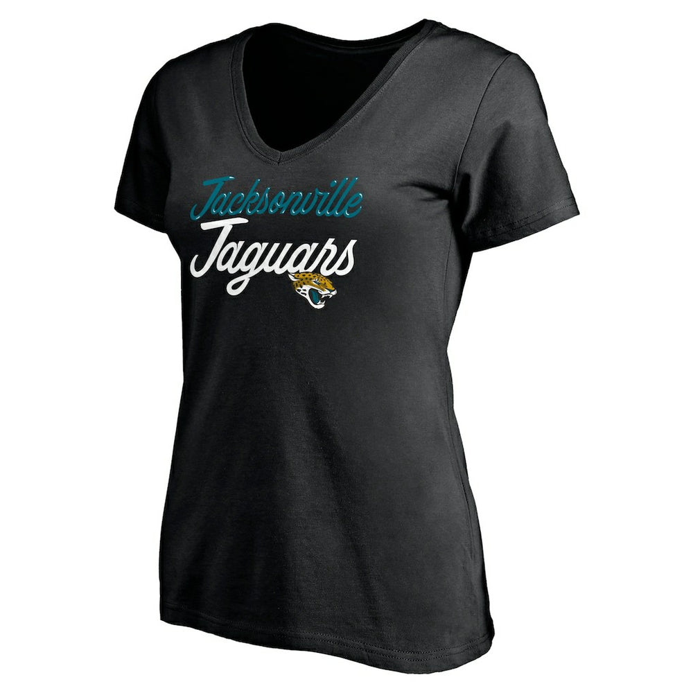 Jacksonville Jaguars Women's Long Stride V-Neck T-Shirt Black - NFL