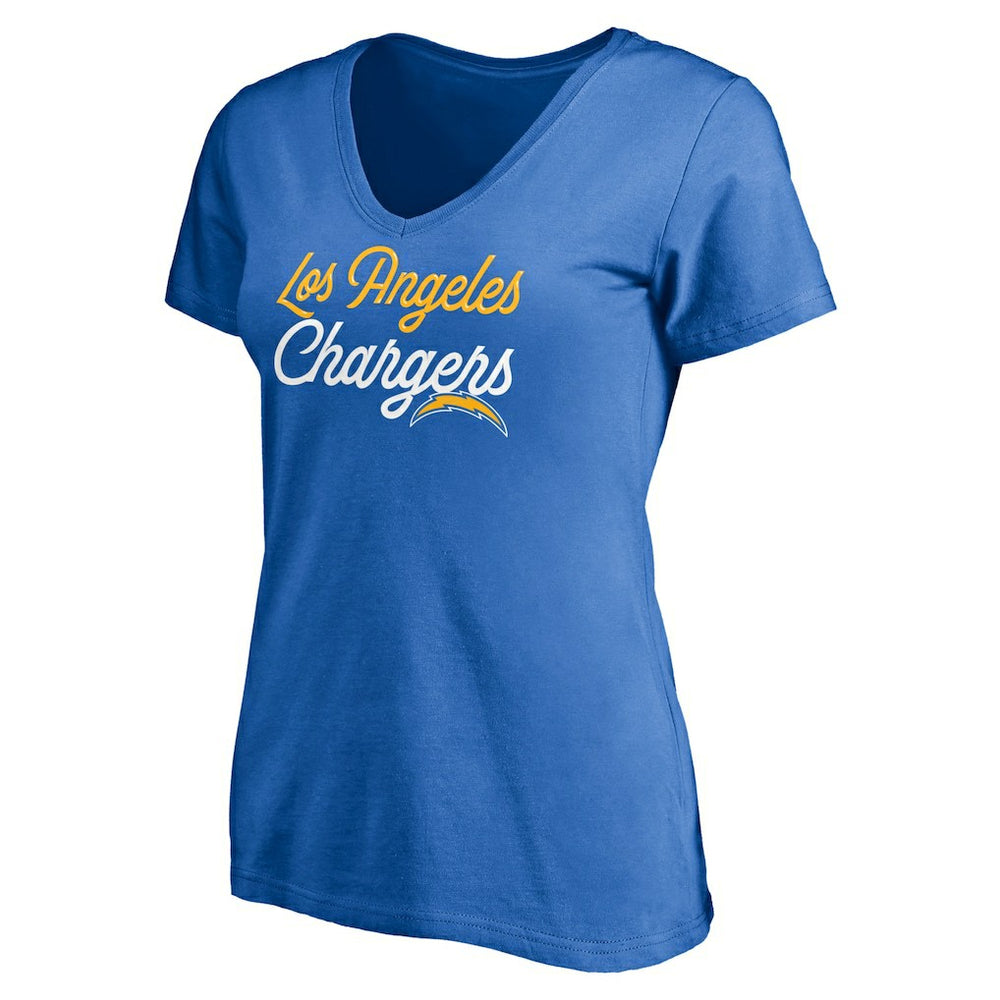 Los Angeles Chargers Women's Long Stride V-Neck T-Shirt Powder Blue - NFL