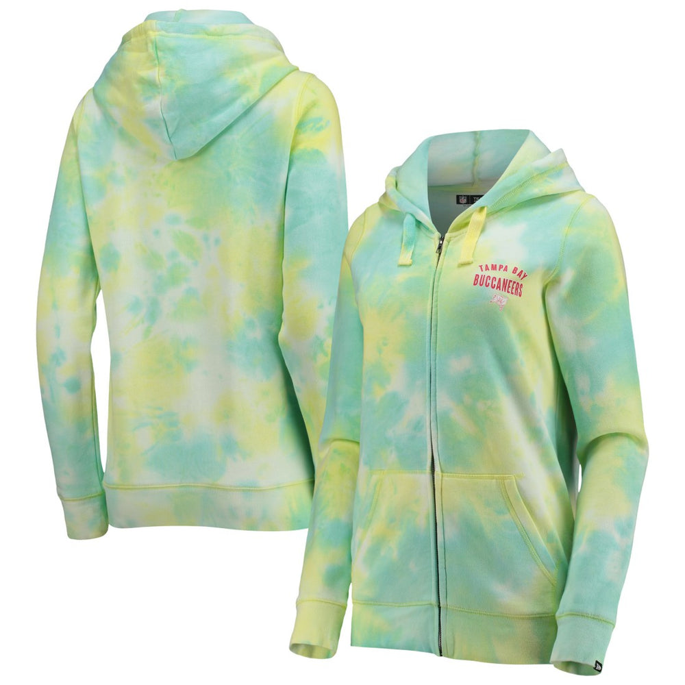 Tampa Bay Buccaneers New Era Women's Ice-Dye Full-Zip Hoodie White - NFL