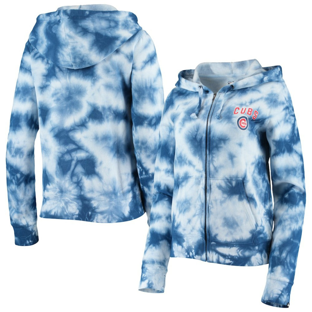Chicago Cubs New Era Women's Tie-Dye Fleece Full-Zip Hoodie On Sale