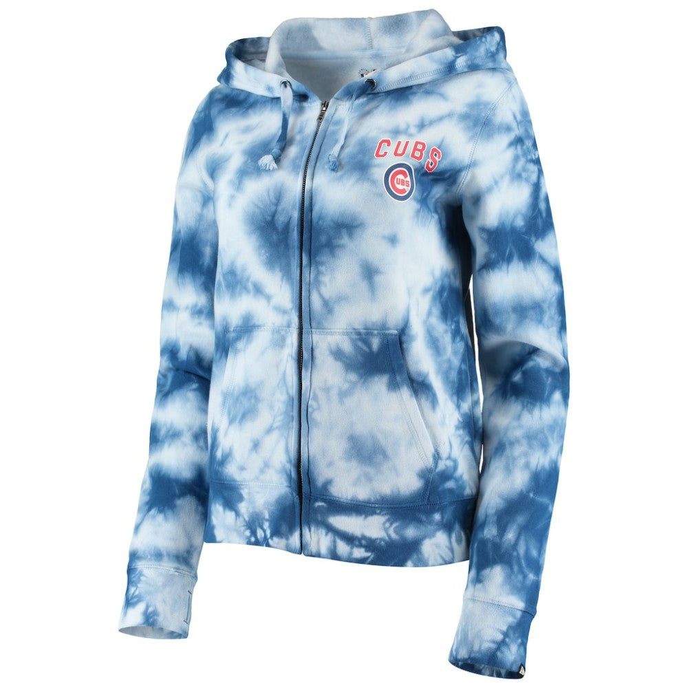 Chicago Cubs New Era Women's Tie-Dye Fleece Full-Zip Hoodie On Sale