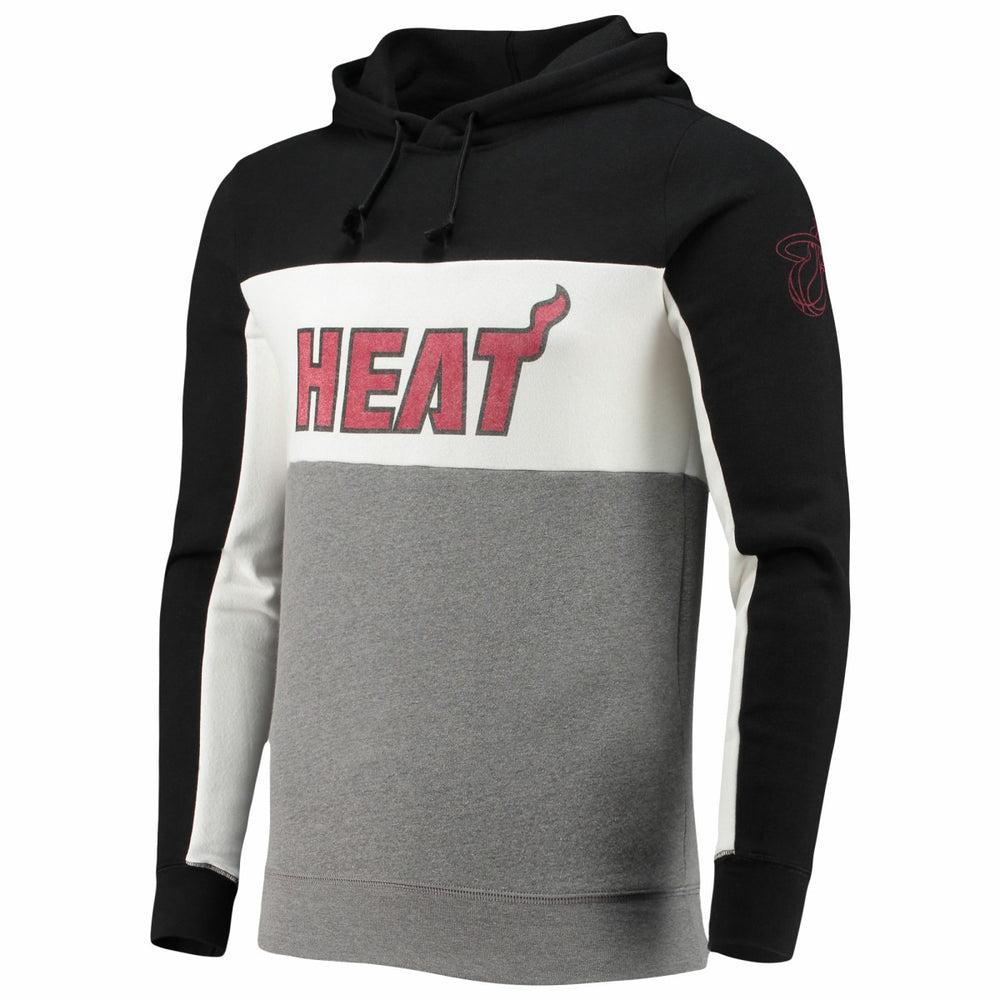 NBA - Miami Heat Junk Food Wordmark Colorblock Fleece Pullover Hoodie - Black/White