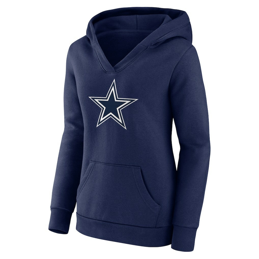 Dak Prescott Dallas Cowboys Women's Player Icon Name & Number V-Neck Pullover Hoodie Navy - Fanatics