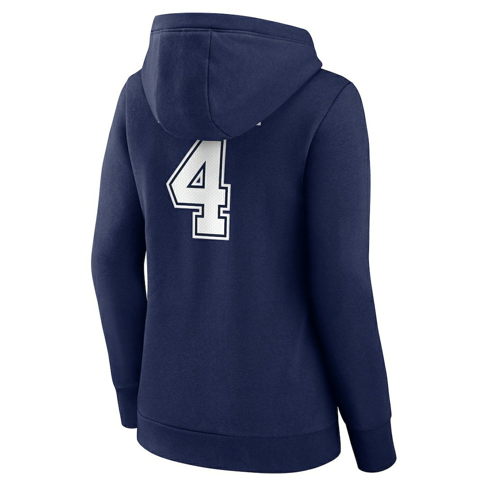 Dak Prescott Dallas Cowboys Women's Player Icon Name & Number V-Neck Pullover Hoodie Navy - Fanatics