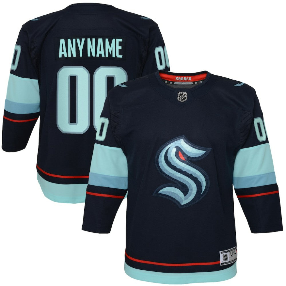 Seattle Kraken Youth Home Premier Custom Jersey - Navy | NHL Jerseys