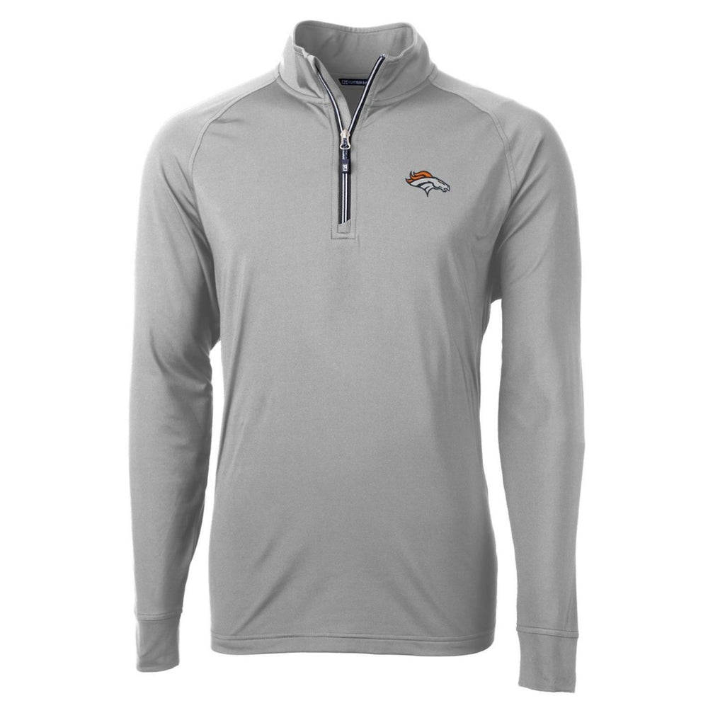 Denver Broncos Cutter & Buck Adapt Eco Knit Quarter-Zip Pullover Jacket Gray - NFL