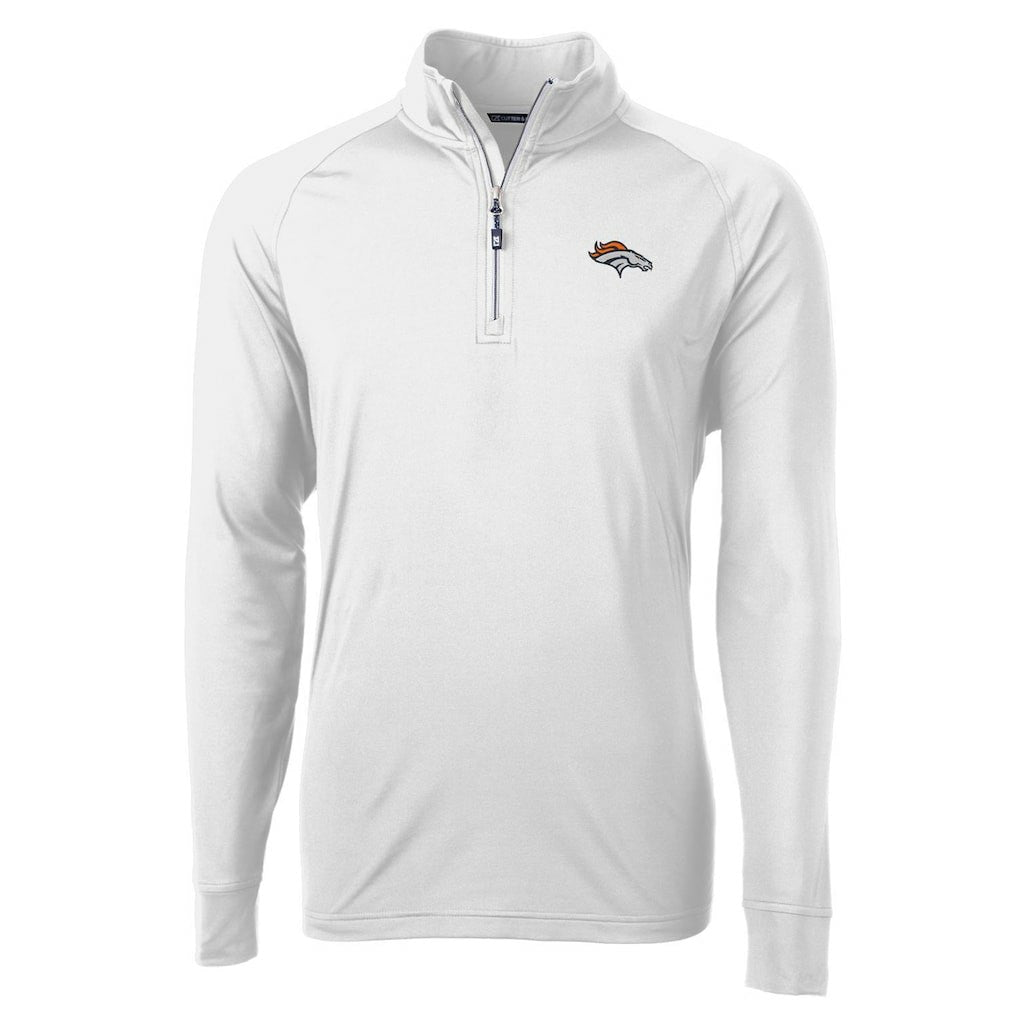 Denver Broncos Cutter & Buck Adapt Eco Knit Quarter-Zip Pullover Jacket White - NFL