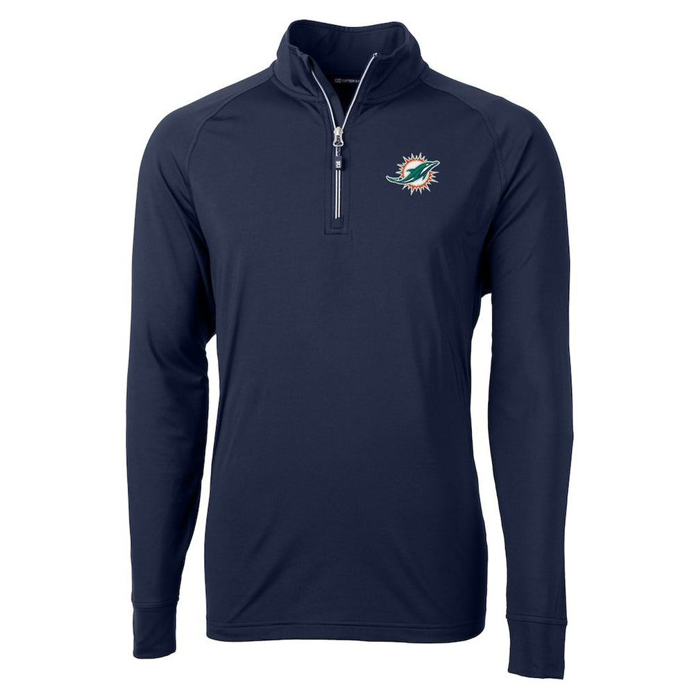 Miami Dolphins Cutter & Buck Adapt Eco Knit Quarter-Zip Pullover Jacket Navy - NFL