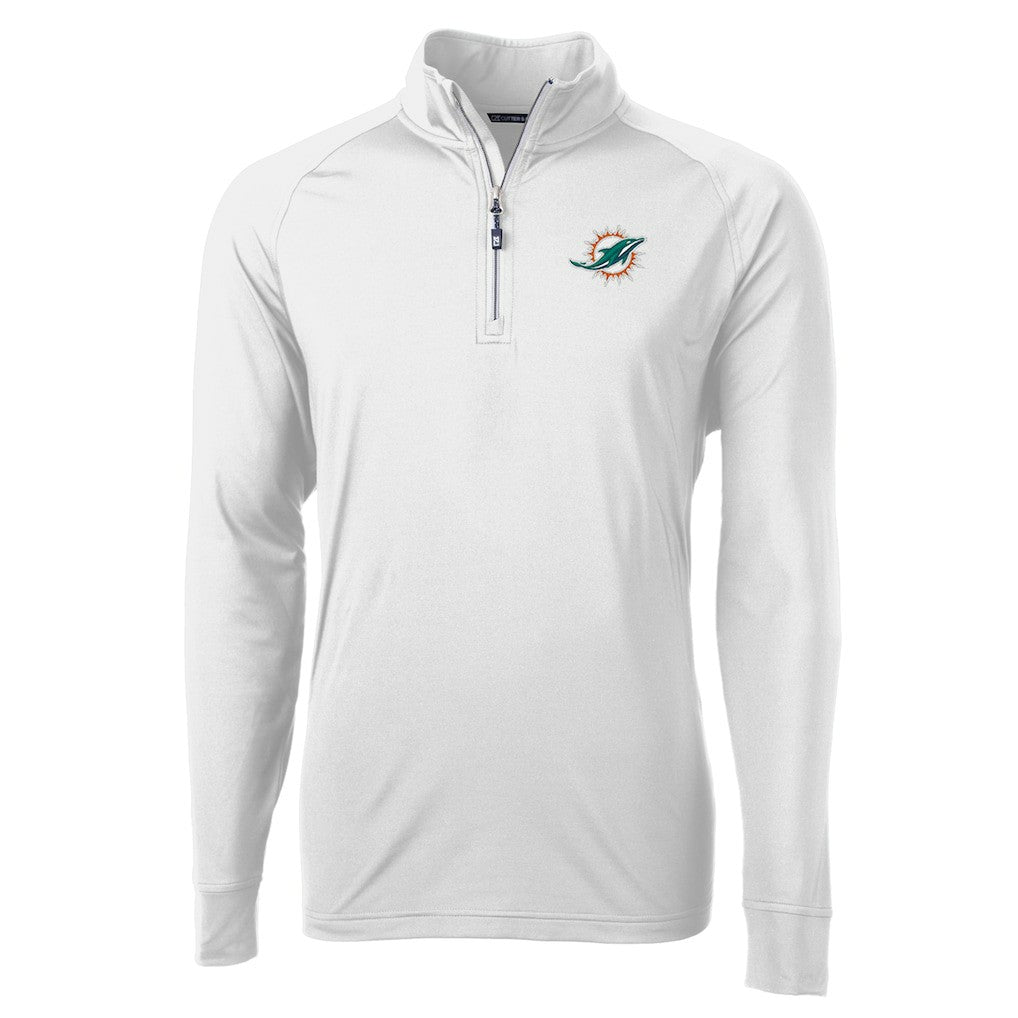 Miami Dolphins Cutter & Buck Adapt Eco Knit Quarter-Zip Pullover Jacket White - NFL