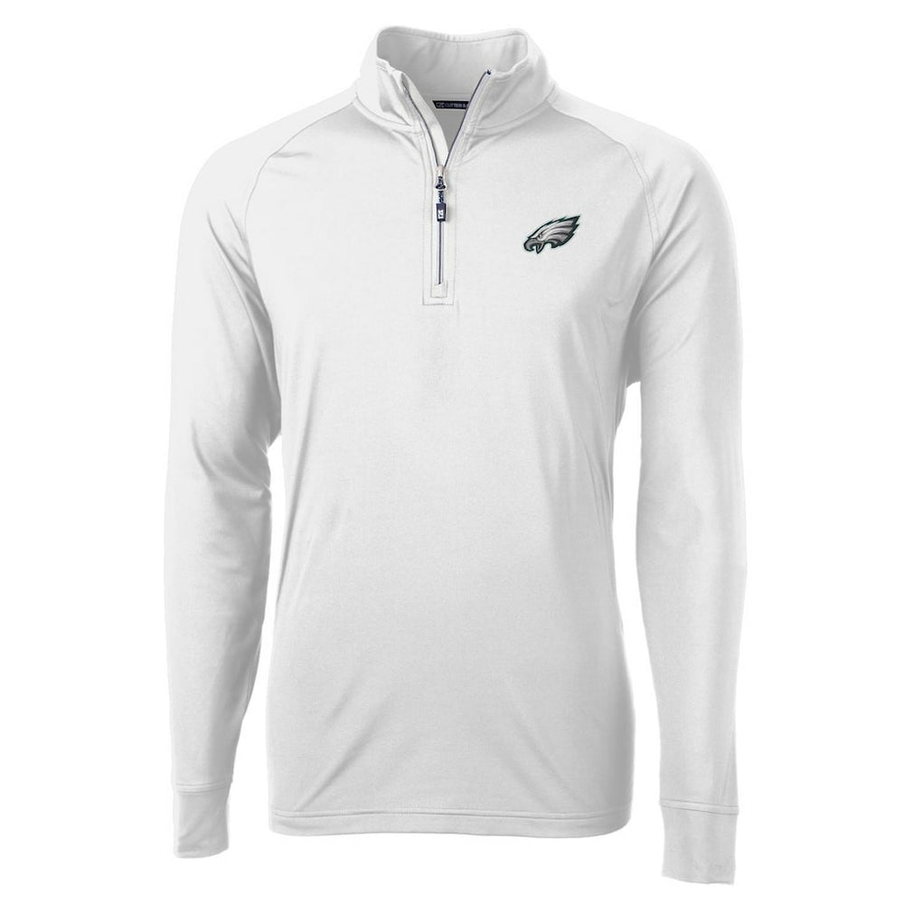 Philadelphia Eagles Cutter & Buck Adapt Eco Knit Quarter-Zip Pullover Jacket White - NFL