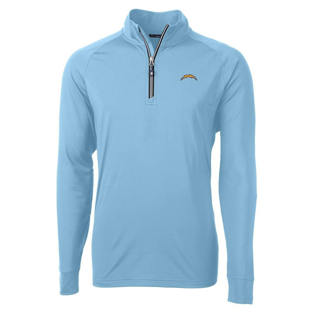 Los Angeles Chargers Cutter & Buck Adapt Eco Knit Quarter-Zip Pullover Jacket Light Blue - NFL