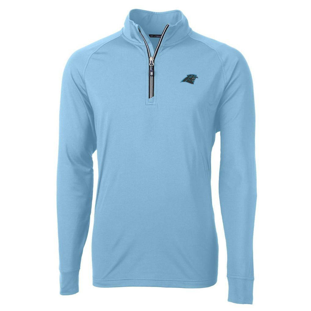 Carolina Panthers Cutter & Buck Adapt Eco Knit Quarter-Zip Pullover Jacket Blue - NFL