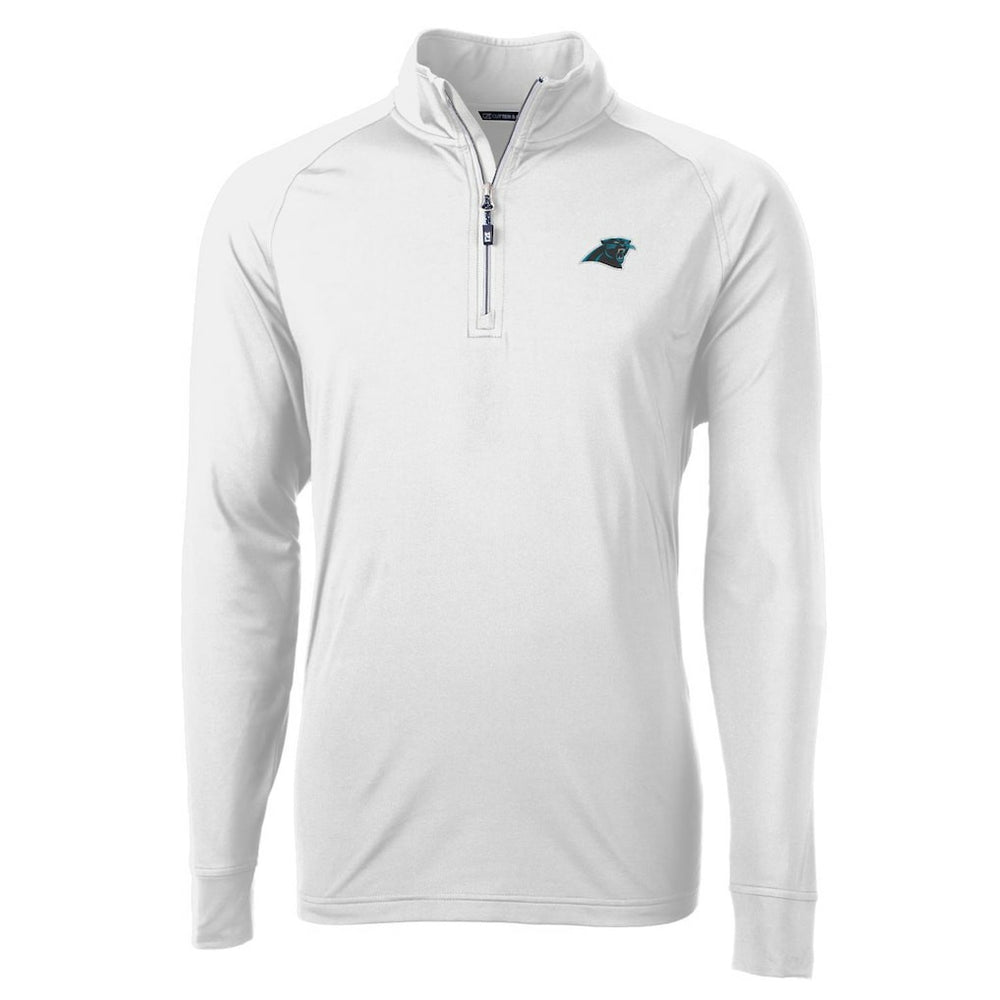 Carolina Panthers Cutter & Buck Adapt Eco Knit Quarter-Zip Pullover Jacket White - NFL