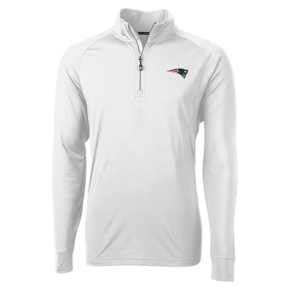 New England Patriots Cutter & Buck Adapt Eco Knit Quarter-Zip Pullover Jacket White - NFL