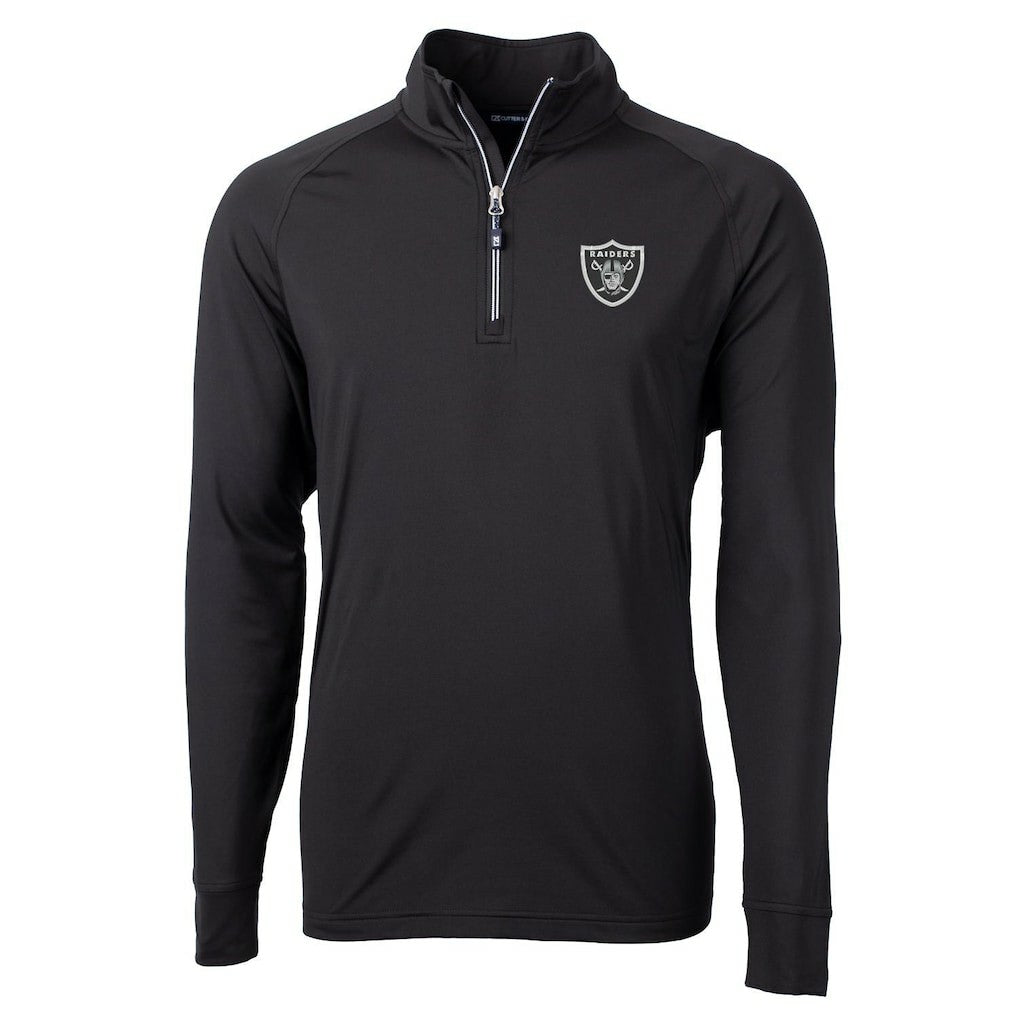 Las Vegas Raiders Cutter & Buck Adapt Eco Knit Quarter-Zip Pullover Jacket Black - NFL