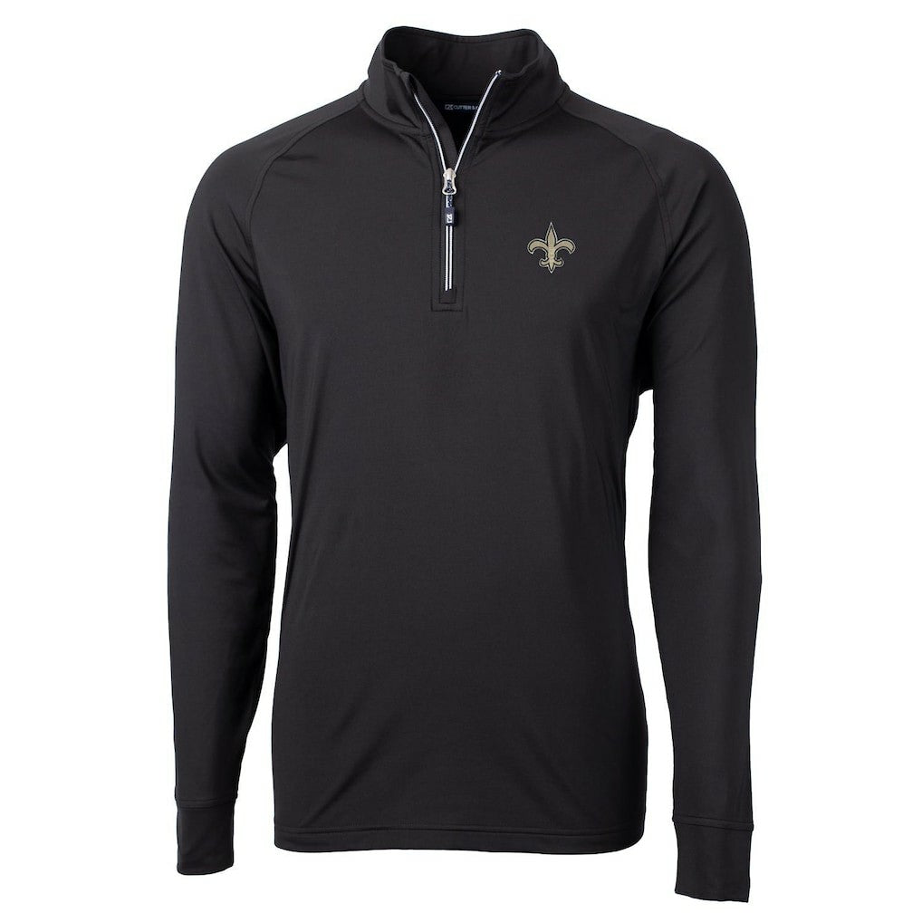 New Orleans Saints Cutter & Buck Adapt Eco Knit Quarter-Zip Pullover Jacket Black - NFL