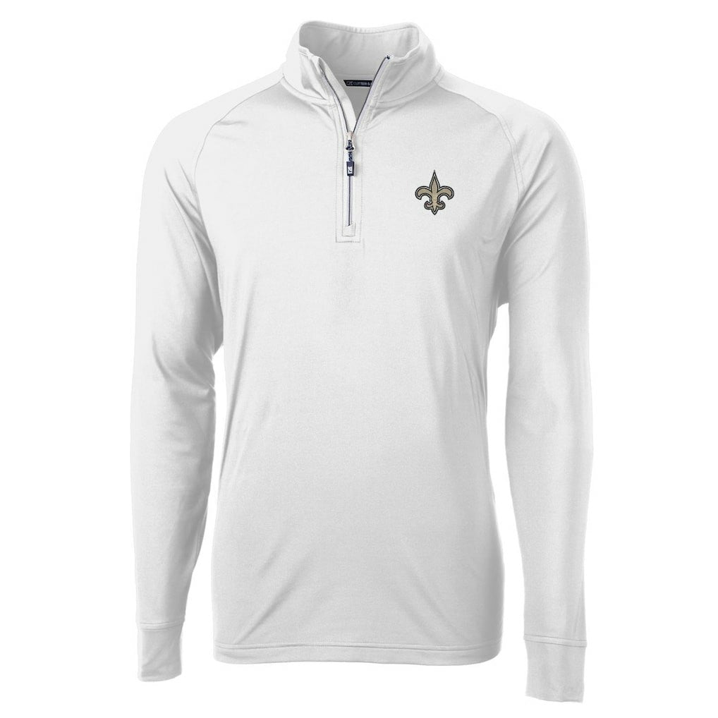 New Orleans Saints Cutter & Buck Adapt Eco Knit Quarter-Zip Pullover Jacket White - NFL
