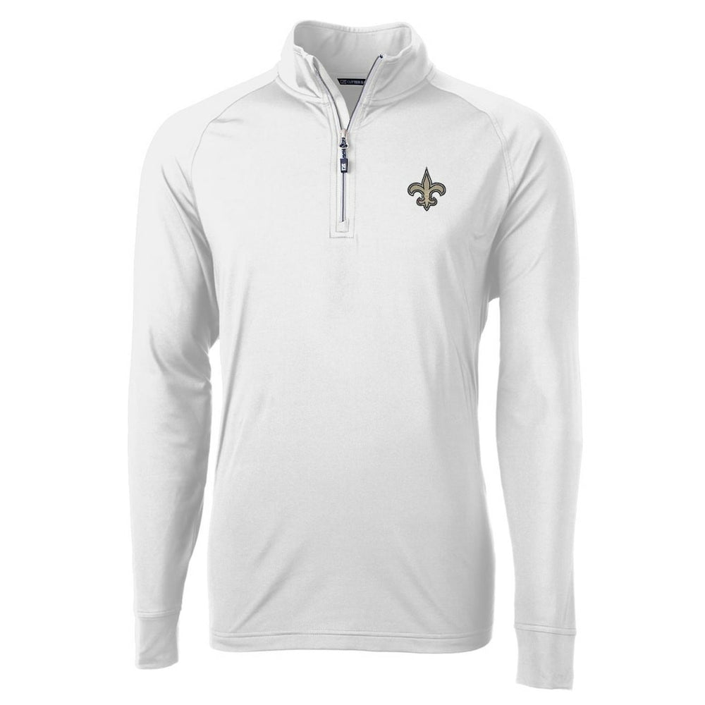 New Orleans Saints Cutter & Buck Adapt Eco Knit Quarter-Zip Pullover Jacket White - NFL