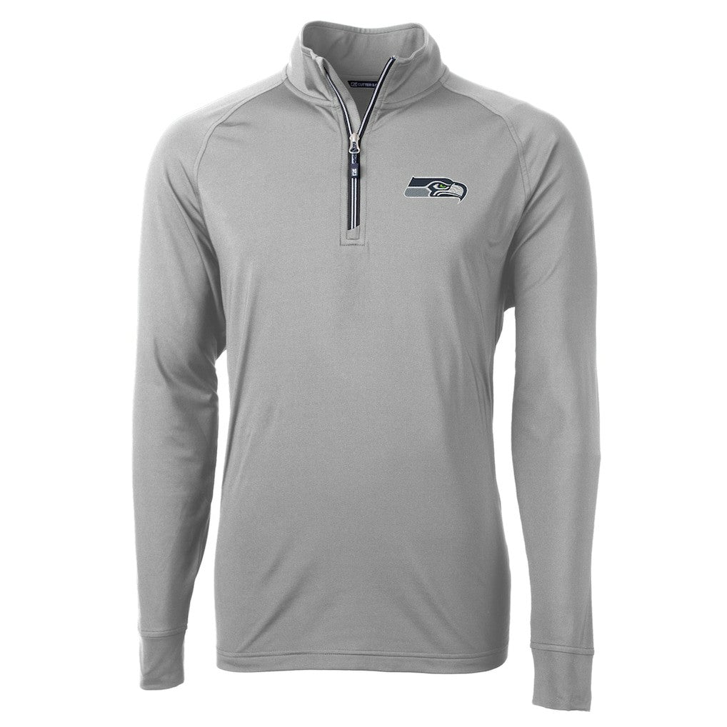 Seattle Seahawks Cutter & Buck Adapt Eco Knit Quarter-Zip Pullover Jacket Gray - NFL