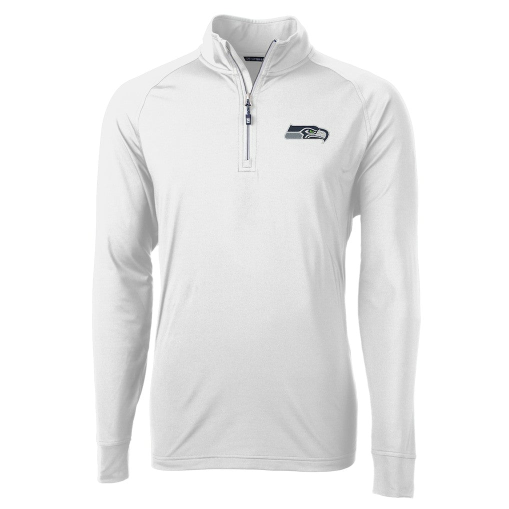 Seattle Seahawks Cutter & Buck Adapt Eco Knit Quarter-Zip Pullover Jacket White - NFL
