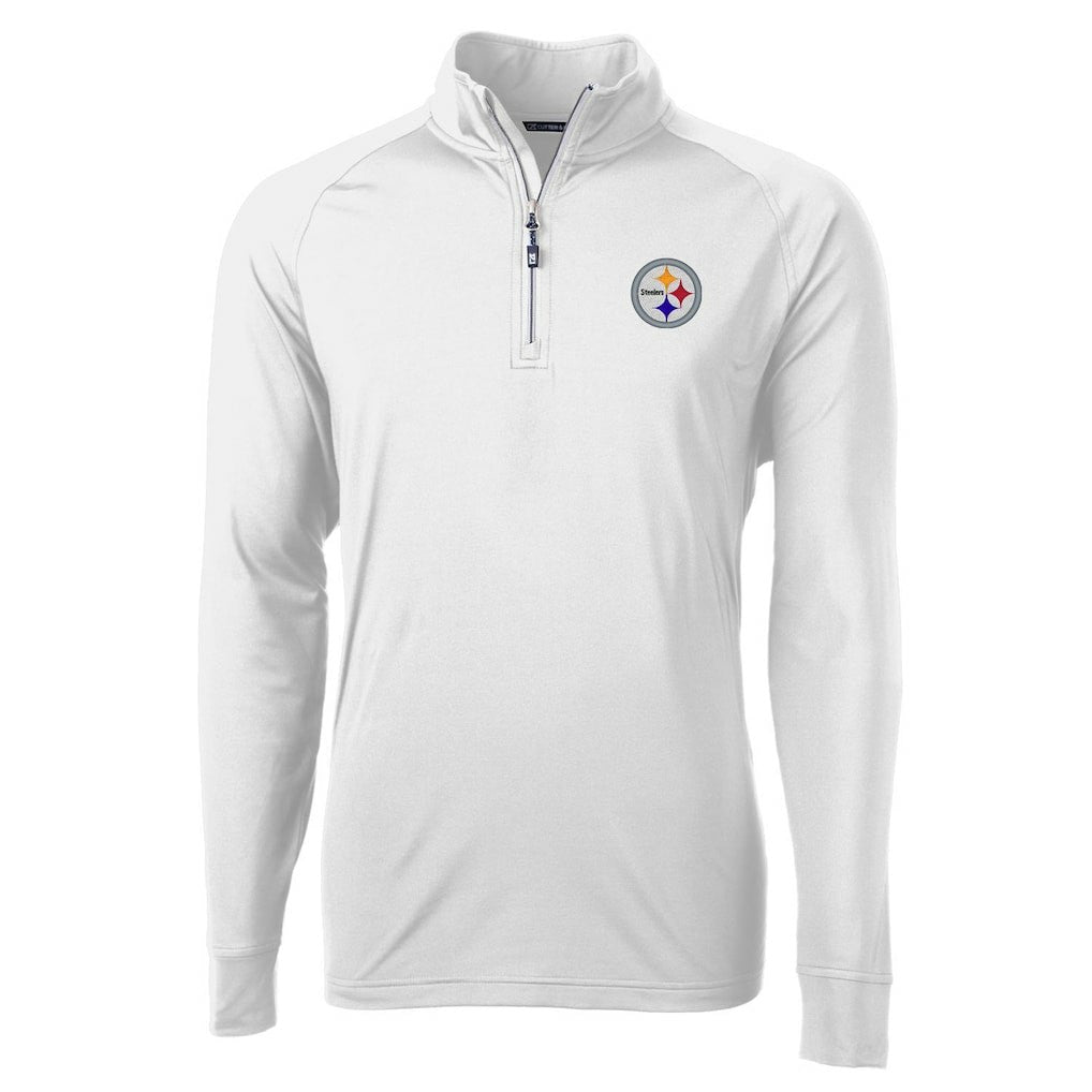 Pittsburgh Steelers Cutter & Buck Adapt Eco Knit Quarter-Zip Pullover Jacket White - NFL