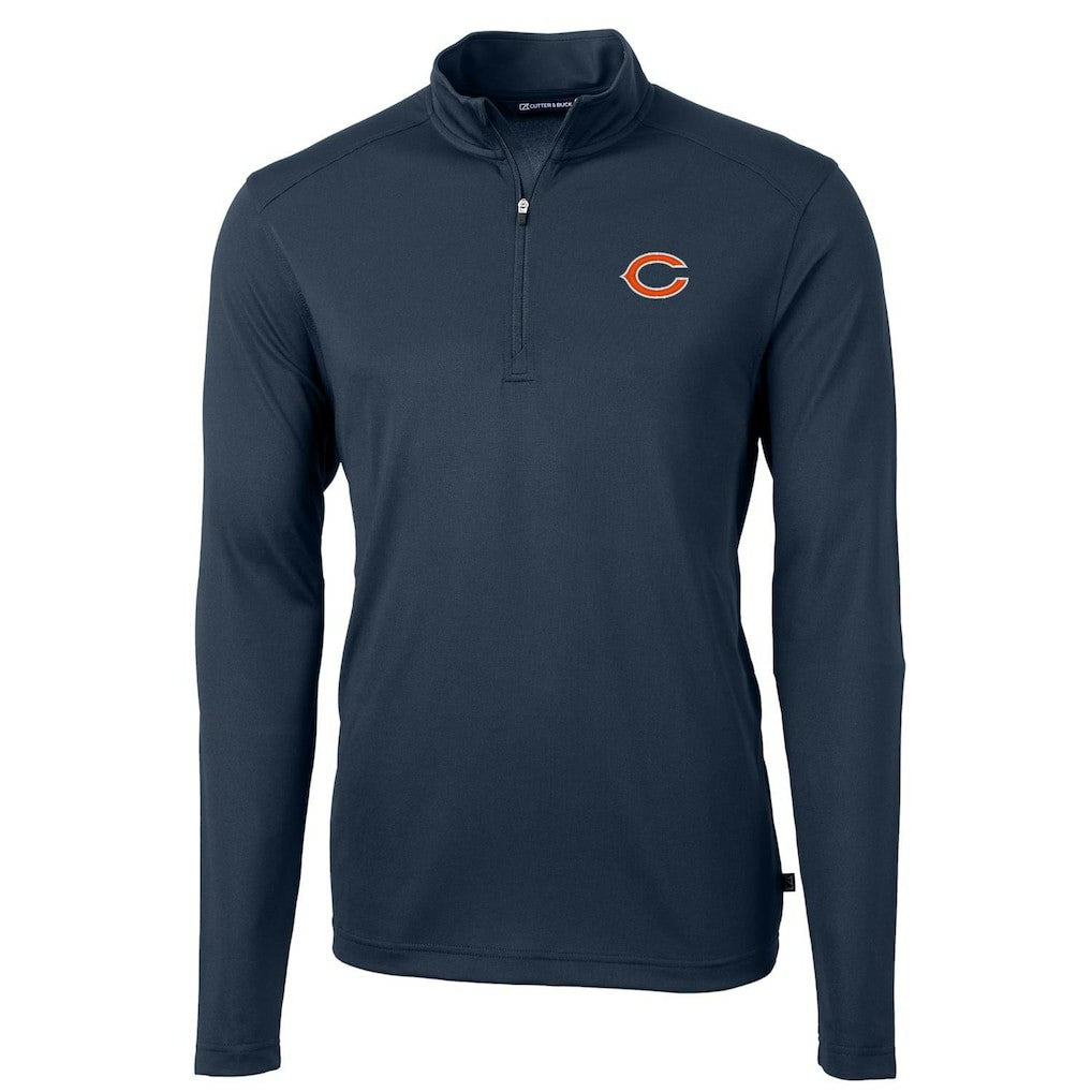 Chicago Bears Cutter & Buck Virtue Eco Pique Recycled Quarter-Zip Pullover Jacket Navy - NFL