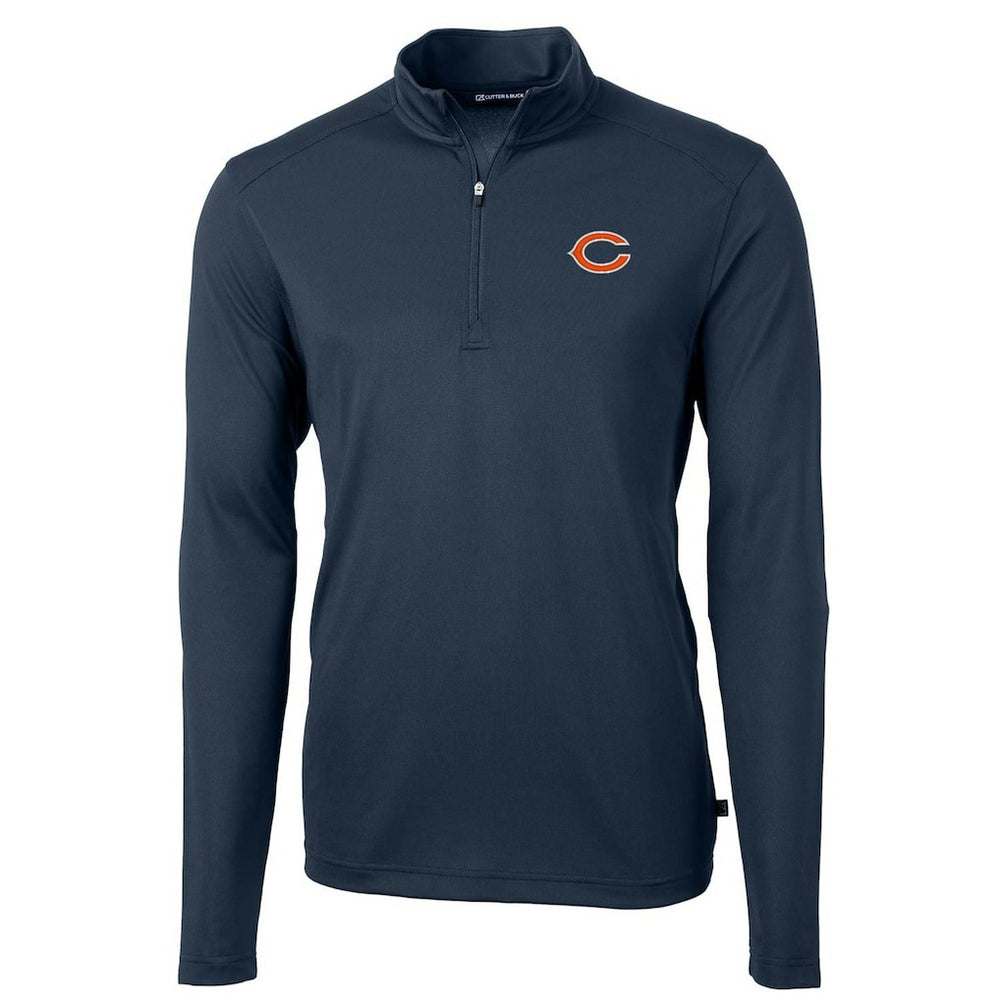 Chicago Bears Cutter & Buck Virtue Eco Pique Recycled Quarter-Zip Pullover Jacket Navy - NFL