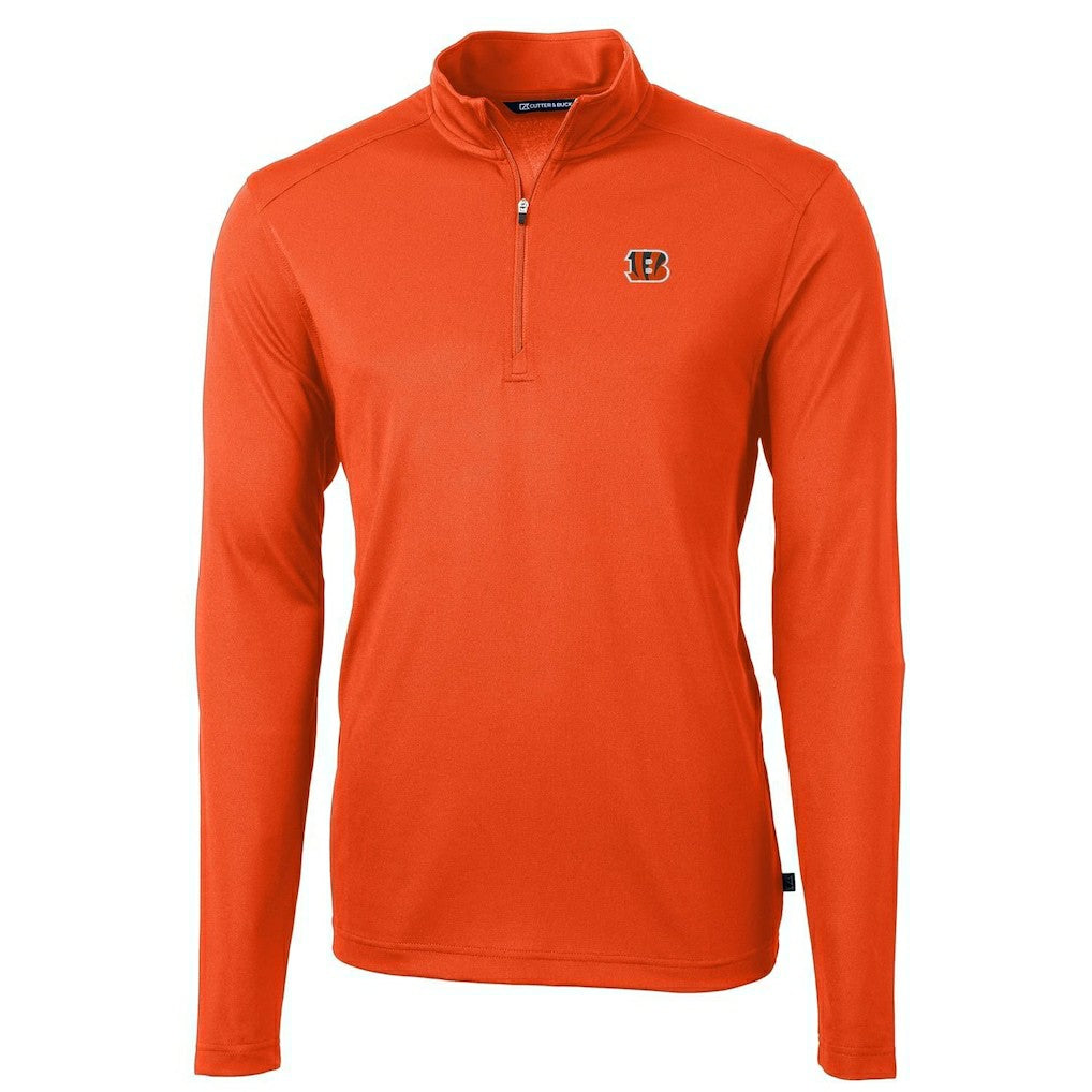Cincinnati Bengals Cutter & Buck Virtue Eco Pique Recycled Quarter-Zip Pullover Jacket Orange - NFL