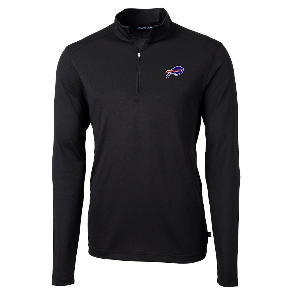 Buffalo Bills Cutter & Buck Virtue Eco Pique Recycled Quarter-Zip Pullover Jacket Black - NFL