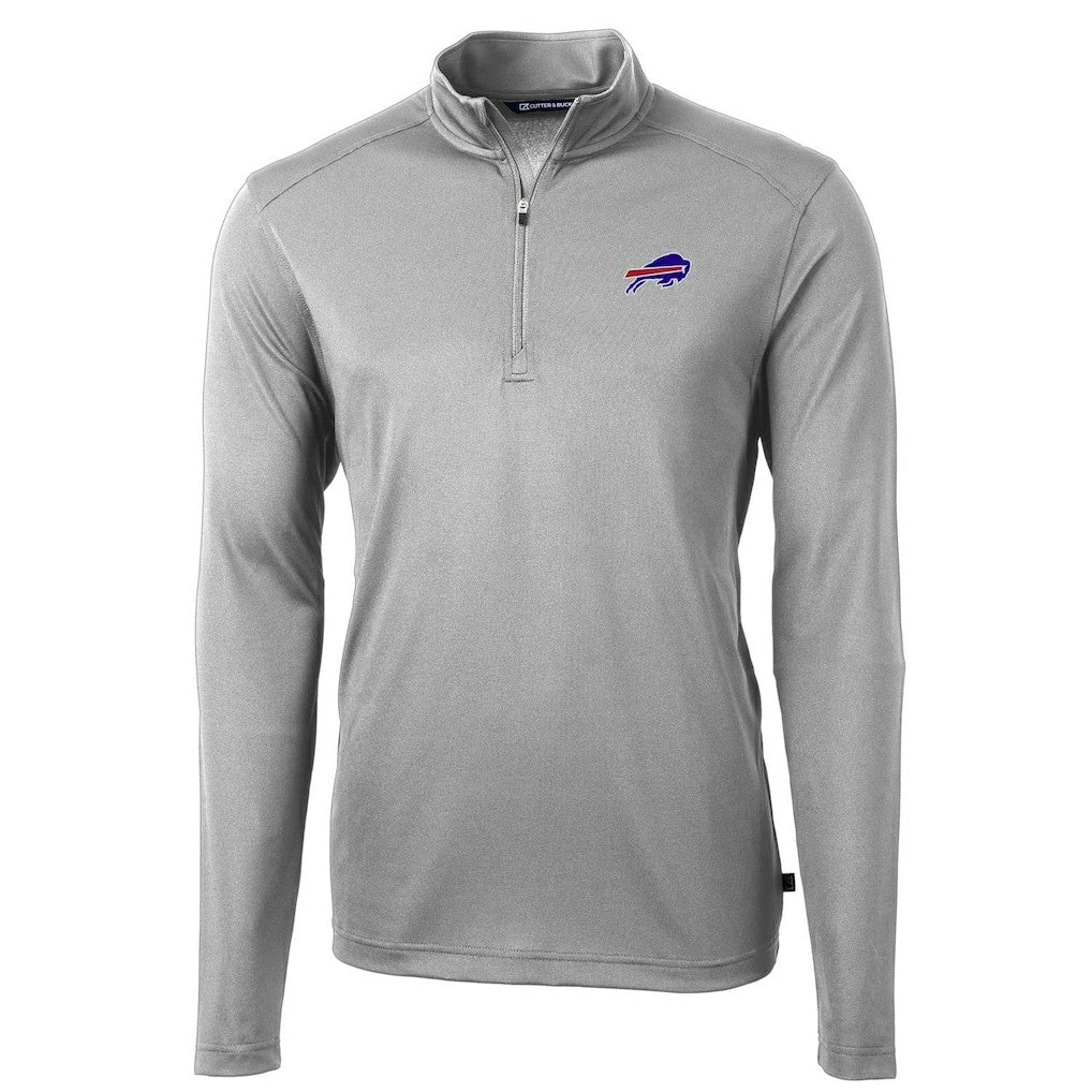Buffalo Bills Cutter & Buck Virtue Eco Pique Recycled Quarter-Zip Pullover Jacket Gray - NFL
