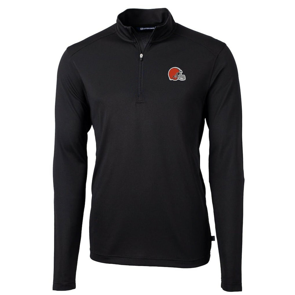 Cleveland Browns Cutter & Buck Virtue Eco Pique Recycled Quarter-Zip Pullover Jacket Black - NFL