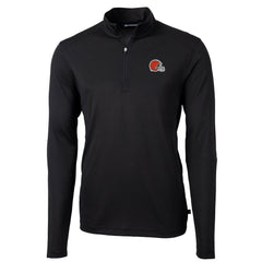 Cleveland Browns Cutter & Buck Virtue Eco Pique Recycled Quarter-Zip Pullover Jacket Black - NFL