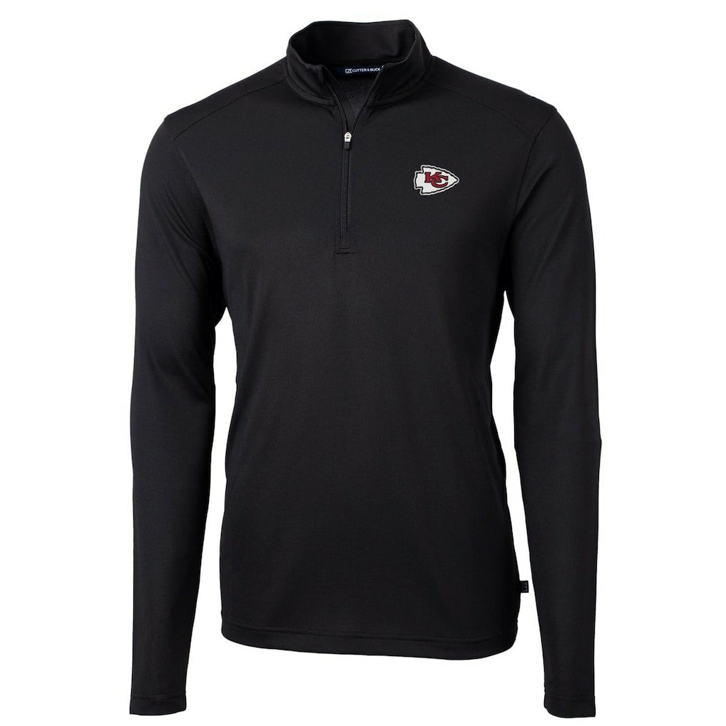 Kansas City Chiefs Cutter & Buck Virtue Eco Pique Recycled Quarter-Zip Pullover Jacket Black - NFL